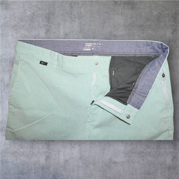 Nike Golf Dri-FIT Green & White Striped Shorts – Modern Fit – Size 36 - Picture 5 of 6